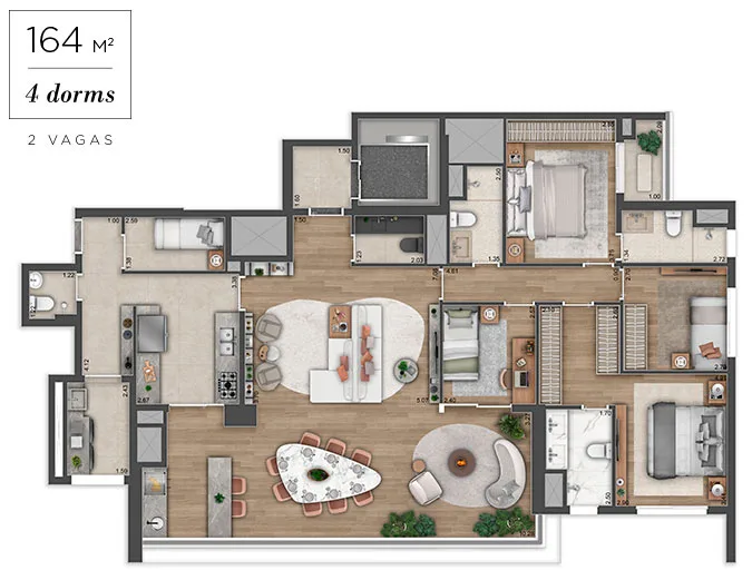 Planta do Apto. de 164m²