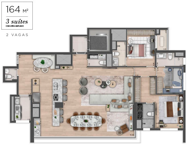 Planta do Apto. de 164m²